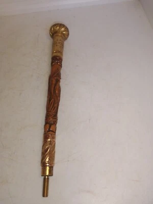 ANCIEN MANCHE D'OMBRELLE OU DE CANNE DECOR HERON - Photo 1/4