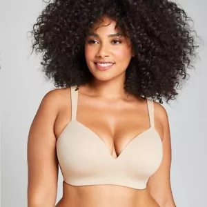 Lane Bryant Cacique Simply Wire Free T-Shirt Plunge BH Gr. 32F Beige Nude Hellbraun - Bild 1 von 14