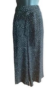 NWOT T Tahari Crop Pants Wide Leg Belted Polka Dot Black White Size L - Picture 1 of 5