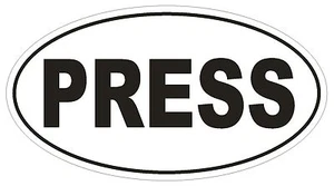 PRESS Oval Bumper Sticker or Helmet Sticker D1950 Euro Oval  - Picture 1 of 1