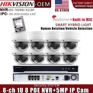 Hikvision 8CH 8PoE NVR DS-7608NI-K2/8P 5MP IP Camera Security System CCTV Lot us - Picture 1 of 25