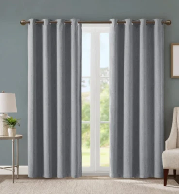 SunSmart Total Blackout Lined Panel Pair with Grommets, Silver Gray 52” x 84” Foto 1 de 4