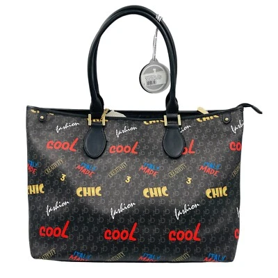 RoccoBarocco Borsa A Spalla Grande In Ecopelle Nera - Immagine 1 di 4