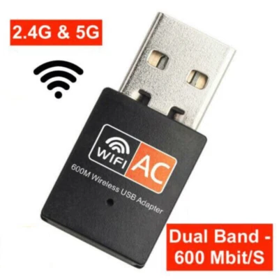2.4GHz / 5GHz 600Mbps WLAN Stick Dual Band WIFI Dongle USB Wireless Adapter AC - Bild 1 von 4