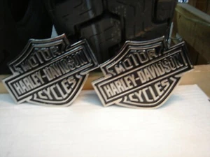 Harley Davidson Bar and Shield FLAT Chrome and Black METAL Tank Trim SET Fre Shp - Picture 1 of 6