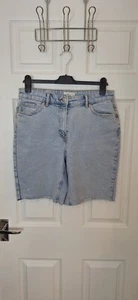 Womens Ladies Denim Shorts Size 12 Light Blue High Waist Pockets Casual Summer - Picture 1 of 8