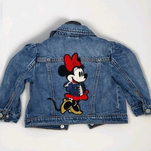 Baby Gap Disney 2T Denim Jean Jacket Embroidered Minnie Mouse Button Front Cute - Picture 1 of 7