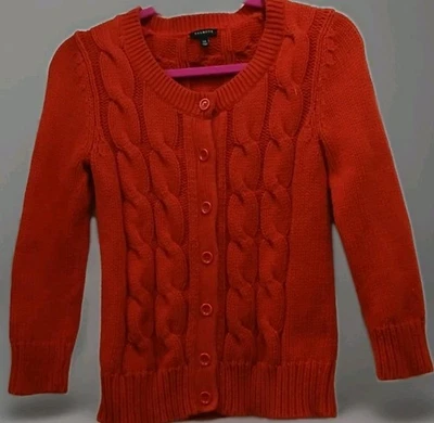 Cárdigan Talbots XS Naranja Óxido Grueso Tejido con Cable Mezcla de Lana Preppy Cabin Granny Foto 1 de 4