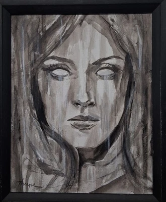 Original Ghost Girl Painting Thayer Art Impressionism OOAK Canvas Not A Print - Image 1 of 4