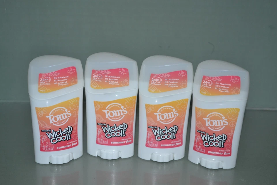 6 PK Tom's of Maine Natural Lasting Wicked Cool Summer Fun Deodorant Stick 1.6oz