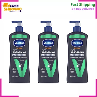 Vaseline Men Fast Absorbing 3-in-1 Lotion for Face Hands Body, 20.3 oz, 3 Pack - Image 1 of 4