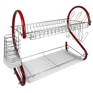 Better Chef DR-165R, 16-Inch, 2-Tier, Chrome Plated Dishrack in Red - Picture 1 of 4