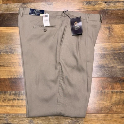 Pantalones de vestir vintage Chaps Ralph Lauren para hombre 38x32 topo tiro alto puños nuevos Foto 1 de 4