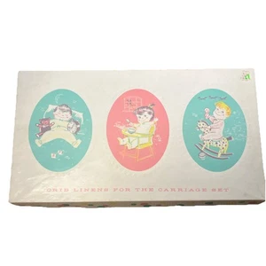 1950s Vntg NOS STAYON 2 Fitted Crib Sheet Pillow Case Rattle Cotton NRFP Vtg Car - Picture 1 of 10