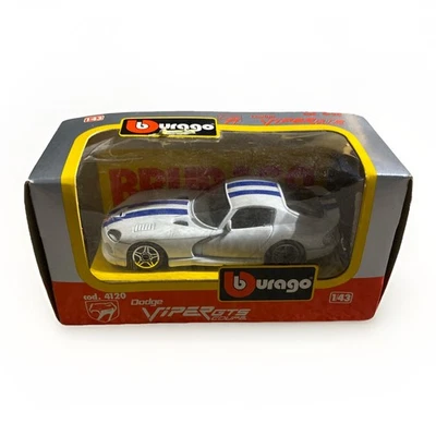 Coche diecast Bburago 1:43 Dodge Viper GTS cupé #4120 rayas blancas azules Foto 1 de 4