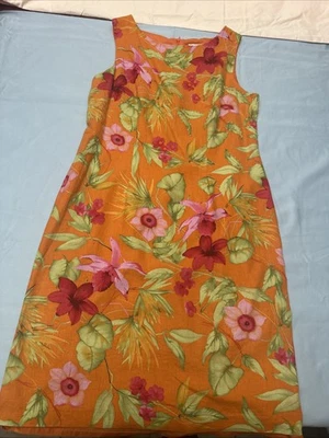 Women’s slip dress orange face with floral design size 14 - Image 1 of 4