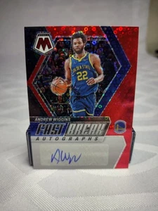 2023-24 Panini Mosaic Andrew Wiggins #FB-WIG Red Fast Break Auto 11/49 Warriors - Bild 1 von 3