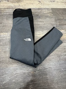 The North Face Girls Leggings Size Medium 10-12 Gray/ Black Fleece Lined Pocket - Picture 1 of 5