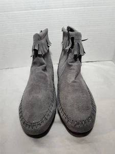 Graue Wildleder Fransen Mokassin Schuhe von Abcdefg Comfort Größe 9M - Bild 1 von 9