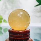 120G Natural Yellow Iceland Spar Orange Quartz Sphere Crystal Ball Healing