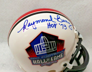 RAYMOND BERRY Autographed NFL Hall of Fame Logo Mini Helmet (JSA)