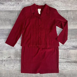 KORET Rock Anzug Set Wildlederimitat Damen 18 dunkelrot 2-teilig Knopf Jacke Karriere - Bild 1 von 9