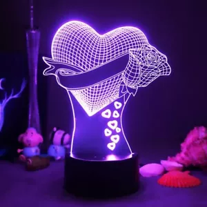 Kids Desk Decor Lamp Love Heart 3D Illusion Remote Control 16 Color Night Light - Picture 1 of 167