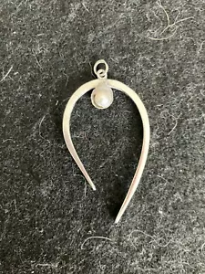 LARGE VINTAGE ABSTRACT DELFINO MEXICO STERLING 925 GEN PEARL PENDANT *5.7 gm* - Picture 1 of 6
