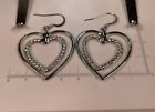 Heart Shaped Earrings With Spinning Center Heart 1.25" Long 
