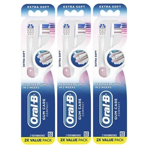 Oral-B Gum Care Kompakte Zahnbürste, Extra Weich, 2 Stück Rosa/Blau 3er Pack - Bild 1 von 3