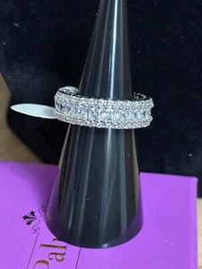 NWT Palm Beach Jewelry 12.42 TCW CZ Eternity Ring Platinum Plated SS Size 6 - Picture 1 of 3