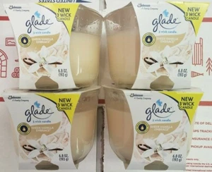 4 Glade Sheer Vanilla Embrace 3 Wick Winter Holiday oil scent wax 6.8oz Candles - Picture 1 of 3
