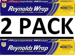 2 PACK - Reynolds Wrap Non-Stick Aluminum Foil (130 sq. ft.) Total 260 sq. ft. - Picture 1 of 7