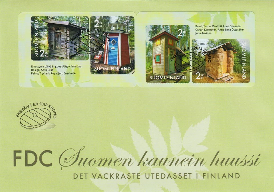 Finland World Beautiful Toilets Privies ShitHouses Finland FDC Booklet 2013 - Image 1 of 1