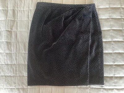 Theory Velvet Black With Dots Pleated Wrap Mini Skirt Size 8 - Image 1 of 2