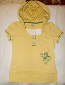NWT Limited Too Girls Short Sleeve Shirt 12 Hooded Cotton Top Yellow School Fall - Picture 1 of 1