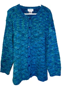 VENEZIA Vitale Thick & Snuggly Warm Marbled Cardigan Sweater-M pretty blue multi - Picture 1 of 14