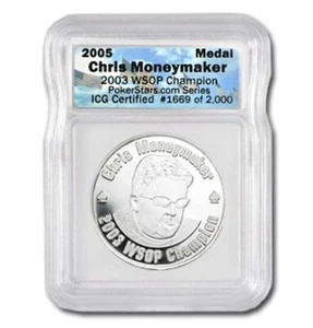 Ronda de plata fina .999 de 1 oz - Medalla Chris Moneymaker (2003 WSOP) - Coleccionable - Imagen 1 de 3