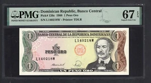 Dominican Republic One Peso Oro ND(1988) P126c Uncirculated Grade 67 Top Pop - Picture 1 of 2