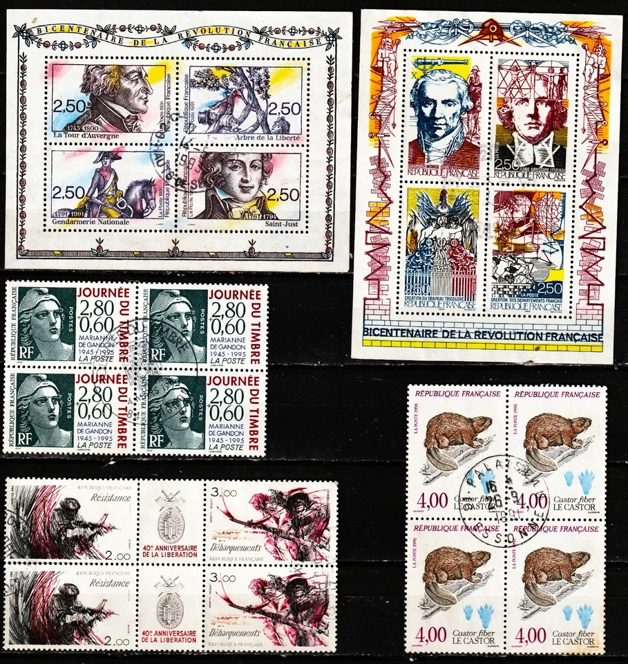 France 5 blocs de 4 timbres oblitérés ZY5005: sujets divers - Photo 1/1