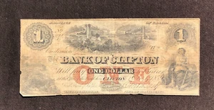 BANKNOTE BANK OF CLIFTON 1859 $1 ONE DOLLAR CANADA - Picture 1 of 12