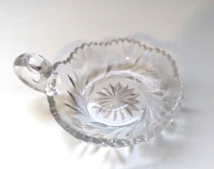 Vintage Crystal Handled Nappy 6" Brilliant Cut Glass Candy Dish with Handle - Picture 1 of 3
