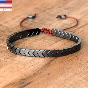 Natural Hematite Healing Chakra Strength Protection Men Women Bracelet Gifts USA - Picture 1 of 8