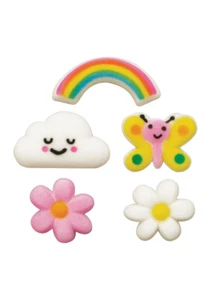 Spring  Sugar  Decor - Rainbows, Clouds, Butterflies, Flowers, Daisies, 10 pk - Picture 1 of 3