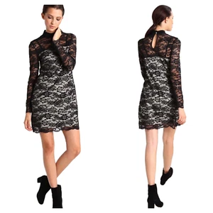 Vila Size Small 8 Semi Sheer Black Hi Neck Lace Vijanna DRESS - Picture 1 of 7