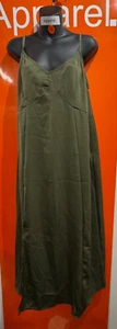 French Connection Satin Slip Dress, Long, Khaki Green, Size 14, New,RRP £59,b186 - Picture 1 of 2