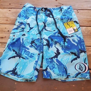 Volcom Big Youth 28 16 Blue Maguro Camo Board Short Trunks Swimsuit - Picture 1 of 5