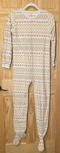 Carter's Fleece Footed Fair Isle Pajamas Girl's 14/14A Pink Cream Classic EUC - Picture 1 of 8