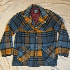 Vtg DEA JACKET Wool Jacket Heavy Flannel Deacon Bros Sz M / L Plaid Unisex 1960 - Picture 1 of 7