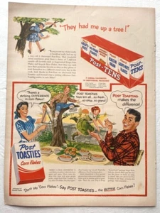 Post Toasties Vintage Print Ad Corn Flakes Man Woman Kids 10.5 x 14 inches - Picture 1 of 1